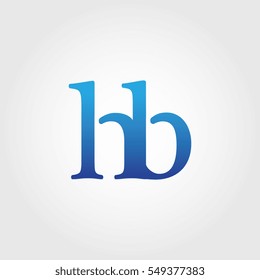 Lowercase hb Logotype. Blue Letter Logo. Letter Abbreviations. Vector Template Element.
