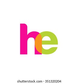 lowercase he logo, pink green overlap transparent logo, modern lifestyle logo