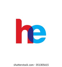 lowercase he logo, red blue overlap transparent logo