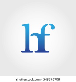 Lowercase hf Logotype. Blue Letter Logo. Letter Abbreviations. Vector Template Element.