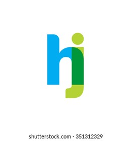 lowercase hj logo, blue green overlap transparent logo