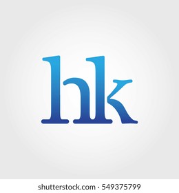 Lowercase hk Logotype. Blue Letter Logo. Letter Abbreviations. Vector Template Element.