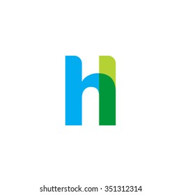 lowercase hl logo, blue green overlap transparent logo