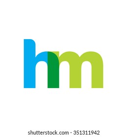 lowercase hm logo, blue green overlap transparent logo