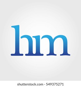 Lowercase hm Logotype. Blue Letter Logo. Letter Abbreviations. Vector Template Element.