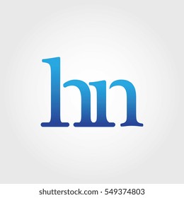Lowercase hn Logotype. Blue Letter Logo. Letter Abbreviations. Vector Template Element.
