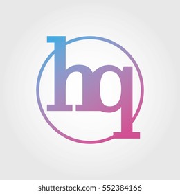 Lowercase hq Ring Circle Logotype. Pink and Blue Gradient Logo Letter. Sign Abbreviations. Vector Template Element