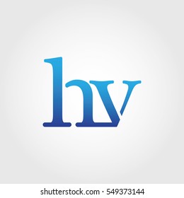 Lowercase hv Logotype. Blue Letter Logo. Letter Abbreviations. Vector Template Element.