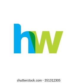 lowercase hw logo, blue green overlap transparent logo