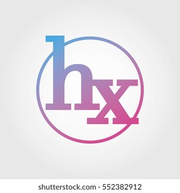 Lowercase hx Ring Circle Logotype. Pink and Blue Gradient Logo Letter. Sign Abbreviations. Vector Template Element
