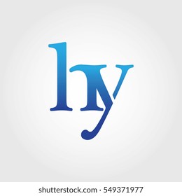 Lowercase hy Logotype. Blue Letter Logo. Letter Abbreviations. Vector Template Element.