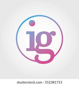 Lowercase ig Ring Circle Logotype. Pink and Blue Gradient Logo Letter. Sign Abbreviations. Vector Template Element