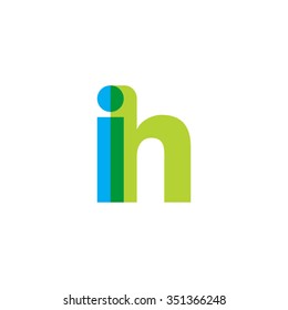 lowercase ih logo, blue green overlap transparent logo