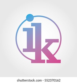 Lowercase ik Ring Circle Logotype. Pink and Blue Gradient Logo Letter. Sign Abbreviations. Vector Template Element