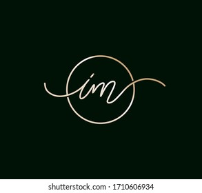 Lowercase IM initial beauty monogram logo in circle. Luxury vector sign template. 
