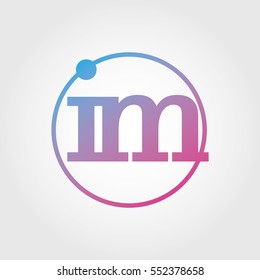 Lowercase im Ring Circle Logotype. Pink and Blue Gradient Logo Letter. Sign Abbreviations. Vector Template Element