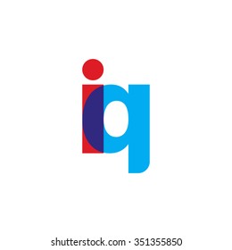 lowercase iq logo, red blue overlap transparent logo