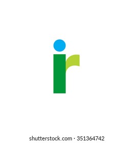 lowercase ir logo, blue green overlap transparent logo
