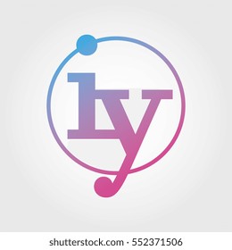 Lowercase iy Ring Circle Logotype. Pink and Blue Gradient Logo Letter. Sign Abbreviations. Vector Template Element