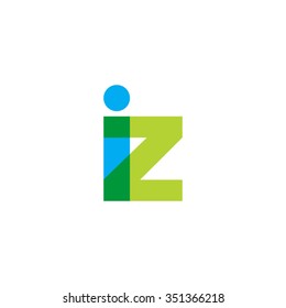 lowercase iz logo, blue green overlap transparent logo