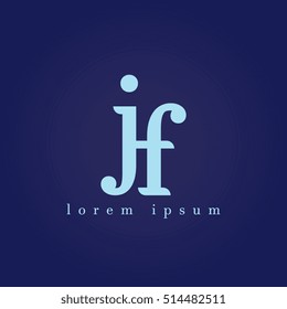 lowercase j and f vector logo. jf initial design template for download