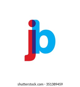 lowercase jb logo, red blue overlap transparent logo