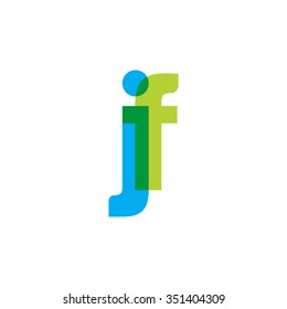 lowercase jf logo, blue green overlap transparent logo