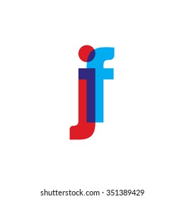 lowercase jf logo, red blue overlap transparent logo