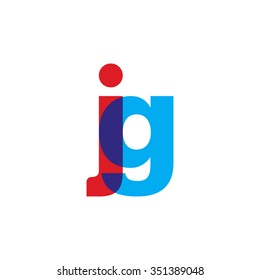 lowercase jg logo, red blue overlap transparent logo