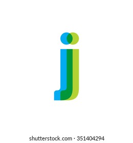 lowercase jj logo, blue green overlap transparent logo
