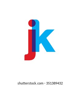 lowercase jk logo, red blue overlap transparent logo