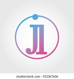 Lowercase jl Ring Circle Logotype. Pink and Blue Gradient Logo Letter. Sign Abbreviations. Vector Template Element