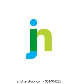 lowercase jn logo, blue green overlap transparent logo