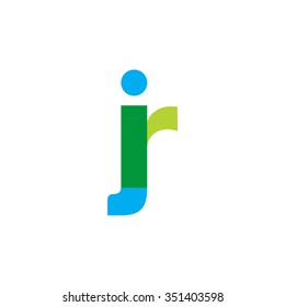 lowercase jr logo, blue green overlap transparent logo