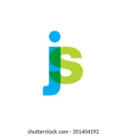 lowercase js logo, blue green overlap transparent logo