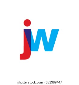 lowercase jw logo, red blue overlap transparent logo