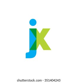 lowercase jx logo, blue green overlap transparent logo