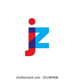 lowercase jz logo, red blue overlap transparent logo
