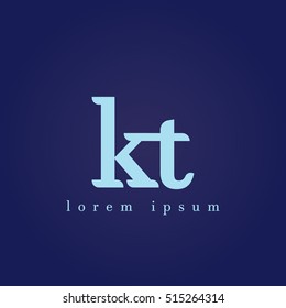 lowercase k and t vector logo. kt initial design template for download