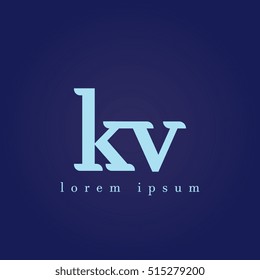 lowercase k and v vector logo. kv initial design template for download