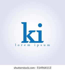 lowercase k and i vector logo. ki initial design template for download