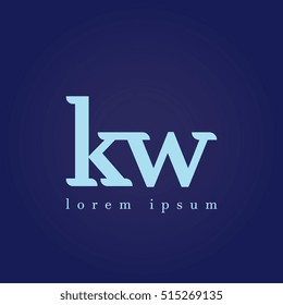 lowercase k and w vector logo. kw initial design template for download
