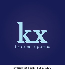 lowercase k and x vector logo. kx initial design template for download