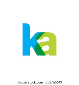 lowercase ka logo, blue green overlap transparent logo