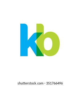 lowercase kb logo, blue green overlap transparent logo