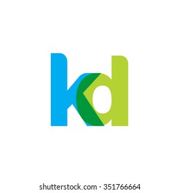 lowercase kd logo, blue green overlap transparent logo