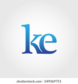 Lowercase ke Logotype. Blue Letter Logo. Letter Abbreviations. Vector Template Element.