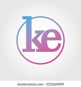 Lowercase ke Ring Circle Logotype. Pink and Blue Gradient Logo Letter. Sign Abbreviations. Vector Template Element