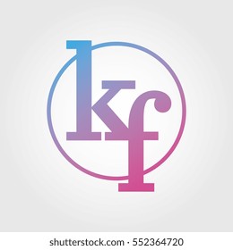 Lowercase kf Ring Circle Logotype. Pink and Blue Gradient Logo Letter. Sign Abbreviations. Vector Template Element