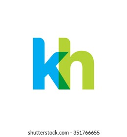 lowercase kh logo, blue green overlap transparent logo